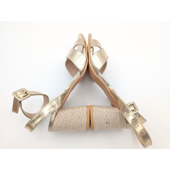 Berness Ebba Metallic Leather Block Heel Sandals Women's Gold Size US9 EU40 - Picture 6 of 11